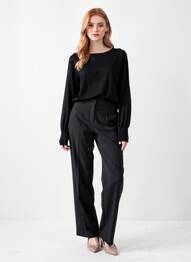 Pull coupe cintrée manches longues noir MORE & MORE femme