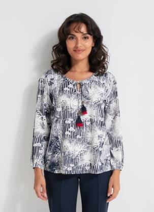 Tunique manches longues col v bleu ORIENTIQUE NATURALLY femme