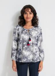 Tunique manches longues imprimé fantaisie bleu ORIENTIQUE NATURALLY femme