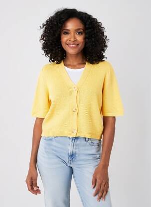 Gilet manches courtes coupe droite jaune MORE & MORE femme