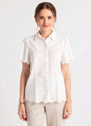 Chemisier coupe droite manches courtes blanc GARCIA femme