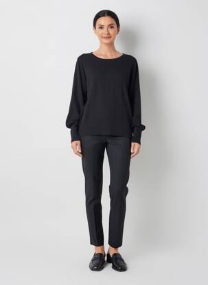 Pull col rond manches longues noir MORE & MORE femme