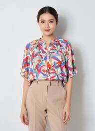 Chemisier imprimé fantaisie manches 3/4 rose GARCIA femme