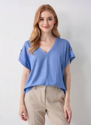 Top manches courtes manches courtes bleu GARCIA femme