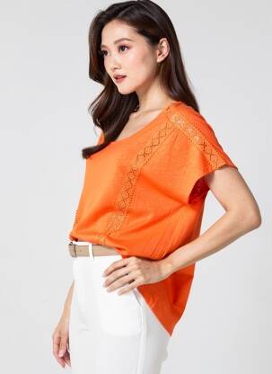 Top manches courtes manches courtes orange GARCIA femme
