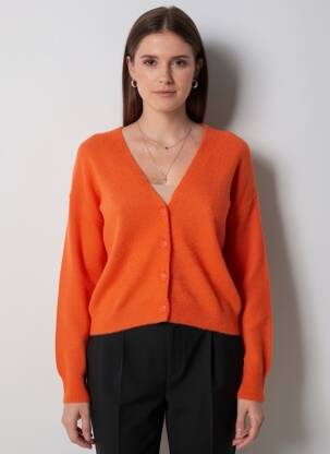 Gilet manches longues fermeture boutonnée sur le devant orange GARCIA femme