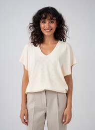 Top manches courtes manches courtes beige GARCIA femme