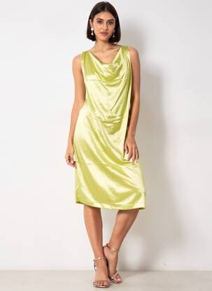 Robe mi-longue coupe fluide sans manche vert PAOLA TIENFORTI femme
