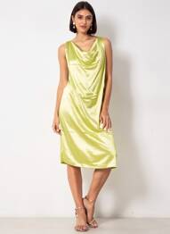 Robe mi-longue coupe fluide sans manche vert PAOLA TIENFORTI femme