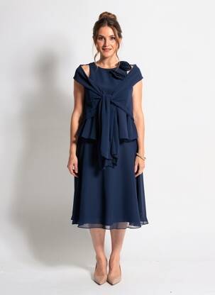 Robe mi-longue coupe fluide sans manche bleu FASHION NEW YORK femme