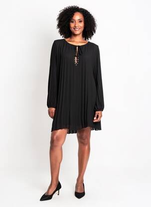 Robe courte coupe fluide manches longues noir LIU JO femme