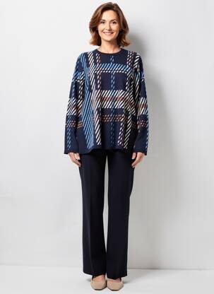 Pull coupe droite manches longues bleu BRANDTEX femme