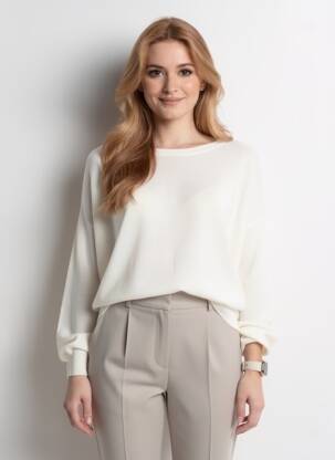 Pull stretch manches longues beige ORFEO femme