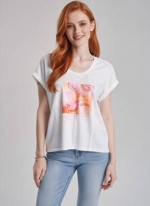 T-shirt coupe droite manches courtes beige SUNCOO femme