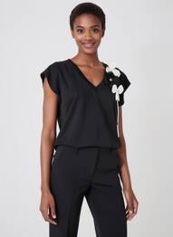 Top tissage jersey manches courtes noir PAOLA TIENFORTI femme