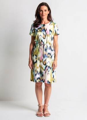 Robe mi-longue imprimé fantaisie manches courtes vert GERRY WEBER femme