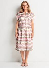 Robe mi-longue fermeture zippée au dos manches courtes rose GERRY WEBER femme