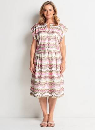 Robe mi-longue fermeture zippée au dos manches courtes rose GERRY WEBER femme