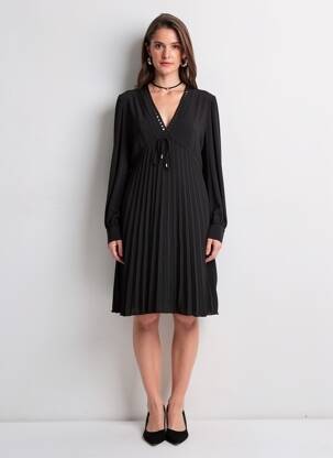 Robe mi-longue manches longues manches longues noir LUI JO femme