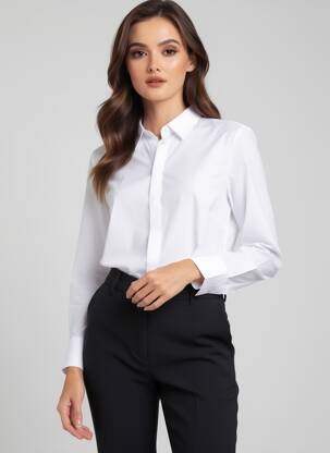 Chemisier coupe cintrée manches longues blanc TAIFUN femme