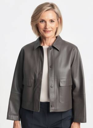 Veste simili cuir fermeture pressionnée gris GERRY WEBER femme