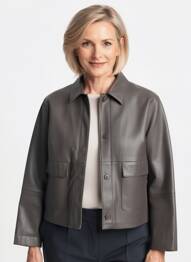 Veste simili cuir fermeture pressionnée gris GERRY WEBER femme