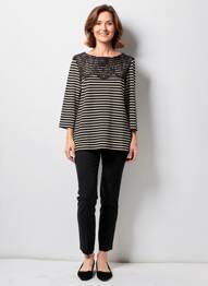 T-shirt stretch manches 3/4 noir GERRY WEBER femme