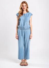 Combi-pantalon fermeture boutonnée sur le devant manches courtes bleu STREET ONE femme