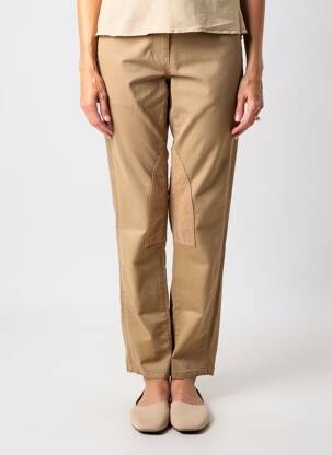 Pantalon chino tissage popeline taille normale marron BRUNO SAINT HILAIRE femme