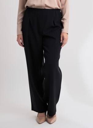 Pantalon droit tissage crêpe taille haute noir JUMFIL femme