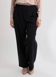Pantalon droit tissage crêpe taille haute noir JUMFIL femme