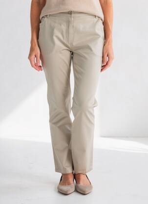 Pantalon slim tissage enduit taille normale beige LAUREN VIDAL femme