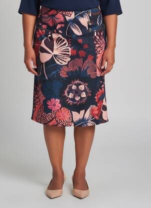 Jupe mi-longue taille à pinces bleu VOODOO femme