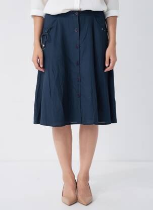 Jupe mi-longue coupe évasée bleu AURA BY FIGURE LIBRE femme