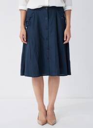 Jupe mi-longue coupe évasée bleu AURA BY FIGURE LIBRE femme