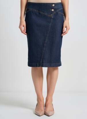 Jupe mi-longue taille à pinces bleu QUATTRO femme