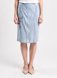 Jupe mi-longue taille à pinces bleu AURA BY FIGURE LIBRE femme