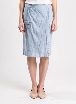 Jupe mi-longue taille à pinces bleu AURA BY FIGURE LIBRE femme