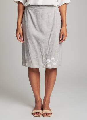Jupe mi-longue taille à pinces gris AURA BY FIGURE LIBRE femme