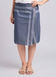 Jupe mi-longue taille à pinces bleu AURA BY FIGURE LIBRE femme