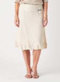 Jupe mi-longue fermeture zippée au dos beige AURA BY FIGURE LIBRE femme
