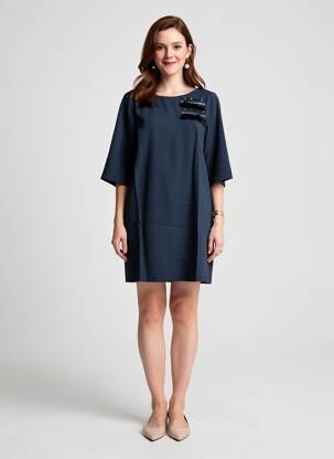 Robe courte manches 3/4 manches 3/4 bleu VOODOO femme