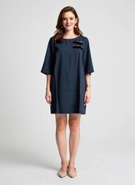 Robe courte manches 3/4 manches 3/4 bleu VOODOO femme