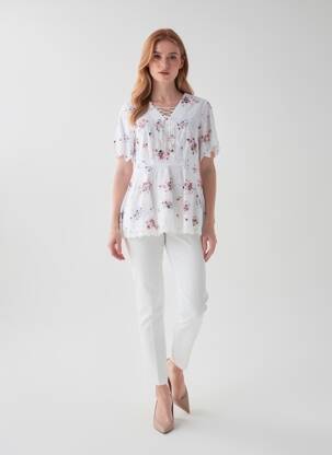 Tunique manches courtes coupe cintrée blanc AURA BY FIGURE LIBRE femme