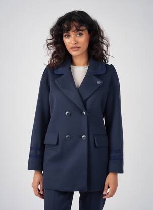 Manteau long coupe cintrée sans capuche bleu VOODOO femme