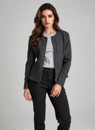 Veste casual col rond gris VOODOO femme