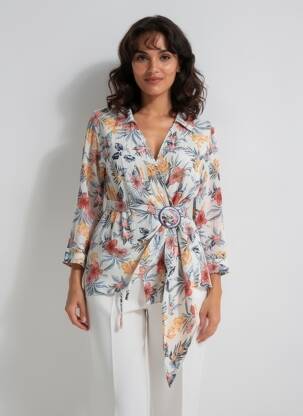 Top col v manches longues blanc AURA BY FIGURE LIBRE femme