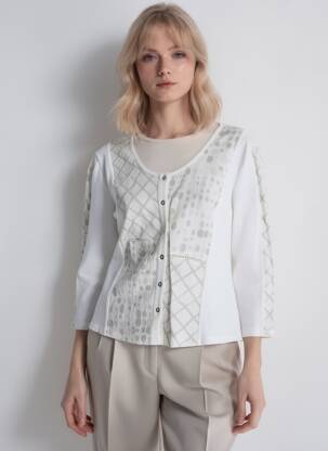 Gilet manches longues col rond blanc AURA BY FIGURE LIBRE femme