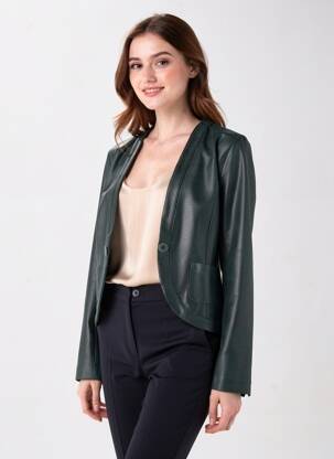 Veste simili cuir poches vert VOODOO femme