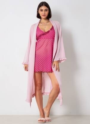 Nuisette/combinette légère et transparente rose REGLISSE femme